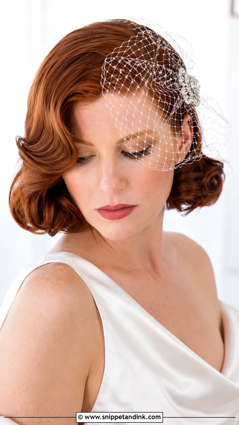 Bridal Hair With Vintage Birdcage Veil - Snippet and Ink - 20 Bridal Hair with Headpiece Ideas