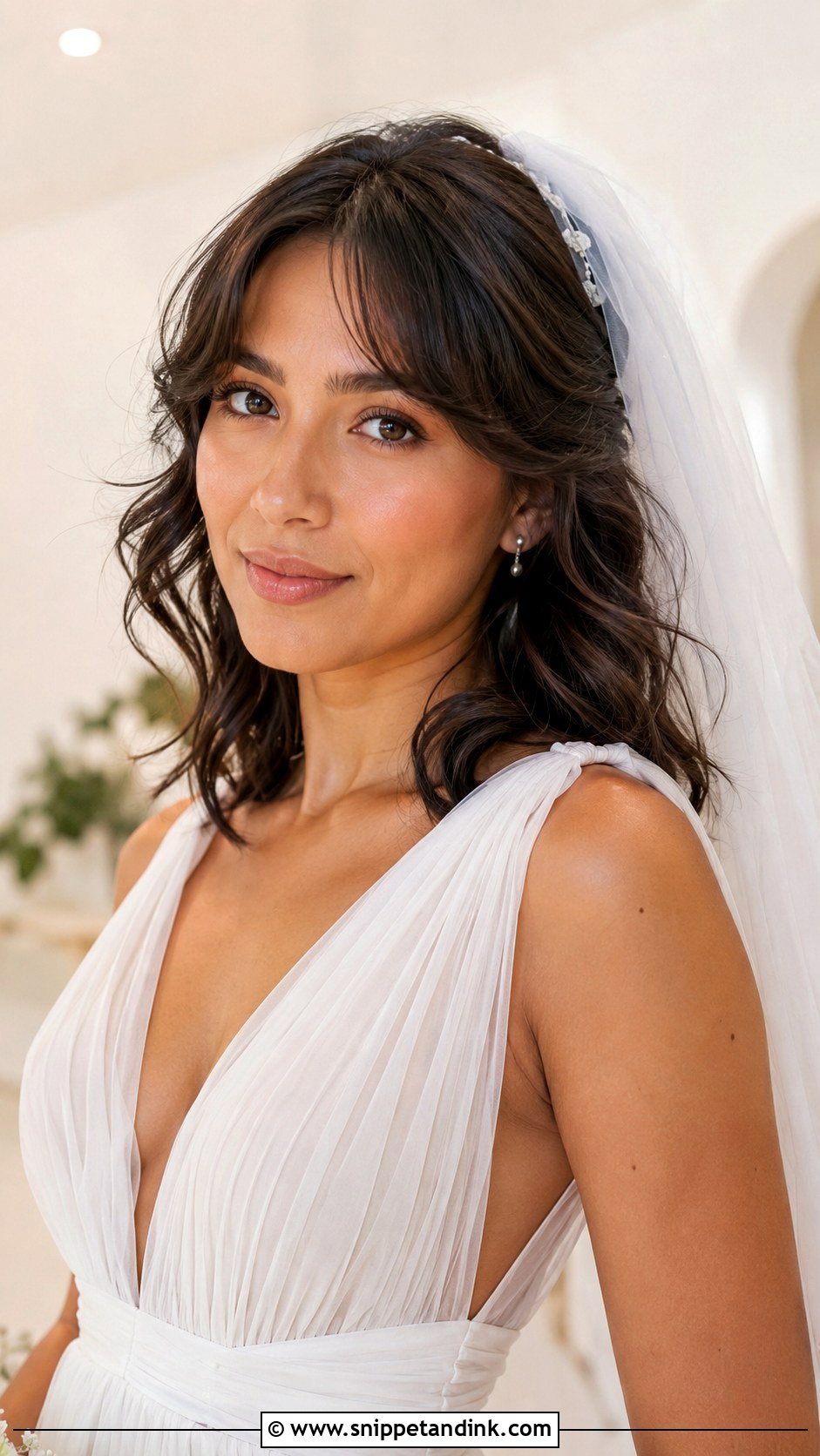 Bridal Hair With Wavy Fringe - Snippet and Ink - 20 Bridal Hair with Fringe Ideas