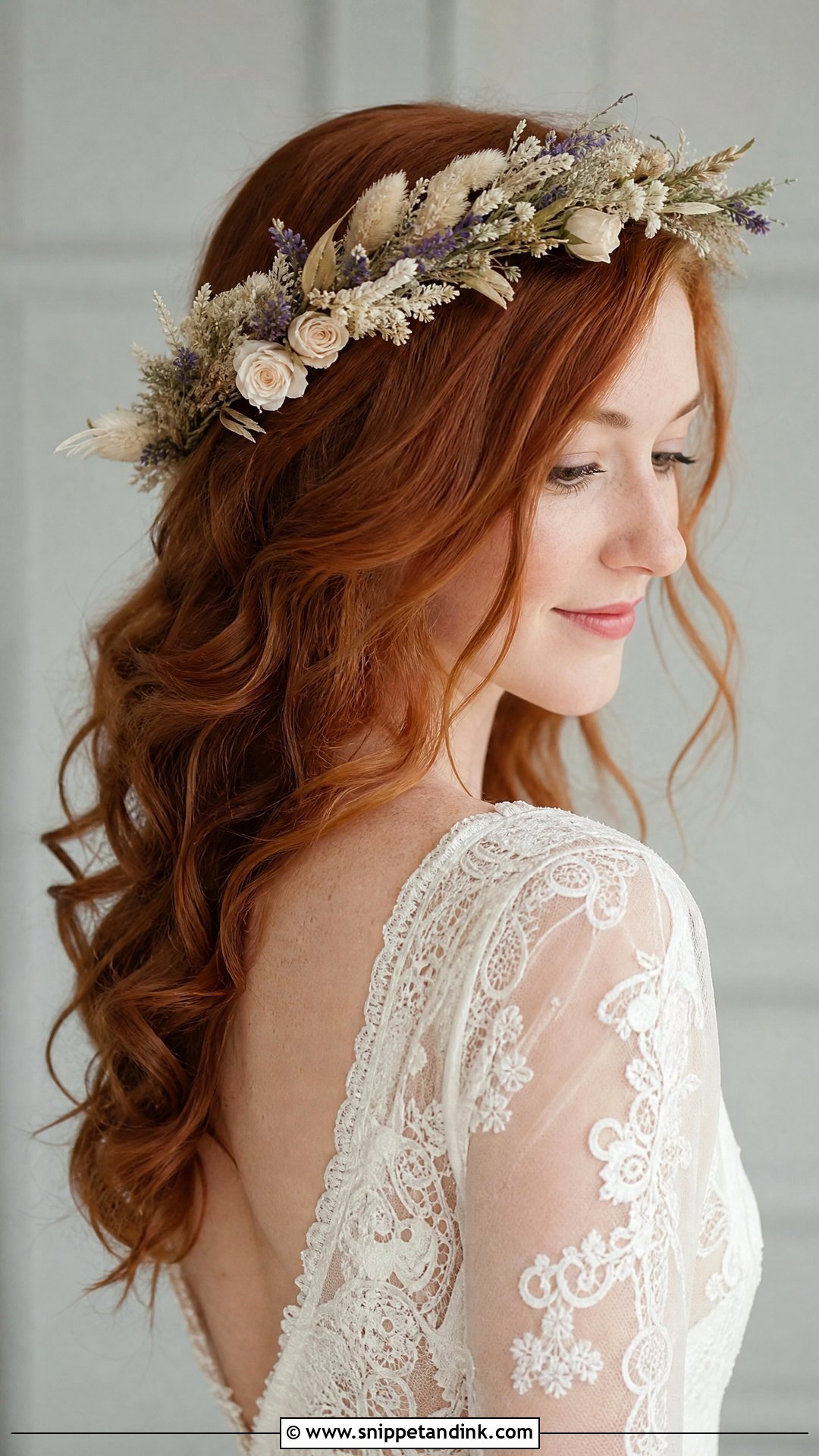 Bridal Hair Wreath With Dried Flowers - Snippet and Ink - 15 Bridal Hair Wreath Ideas