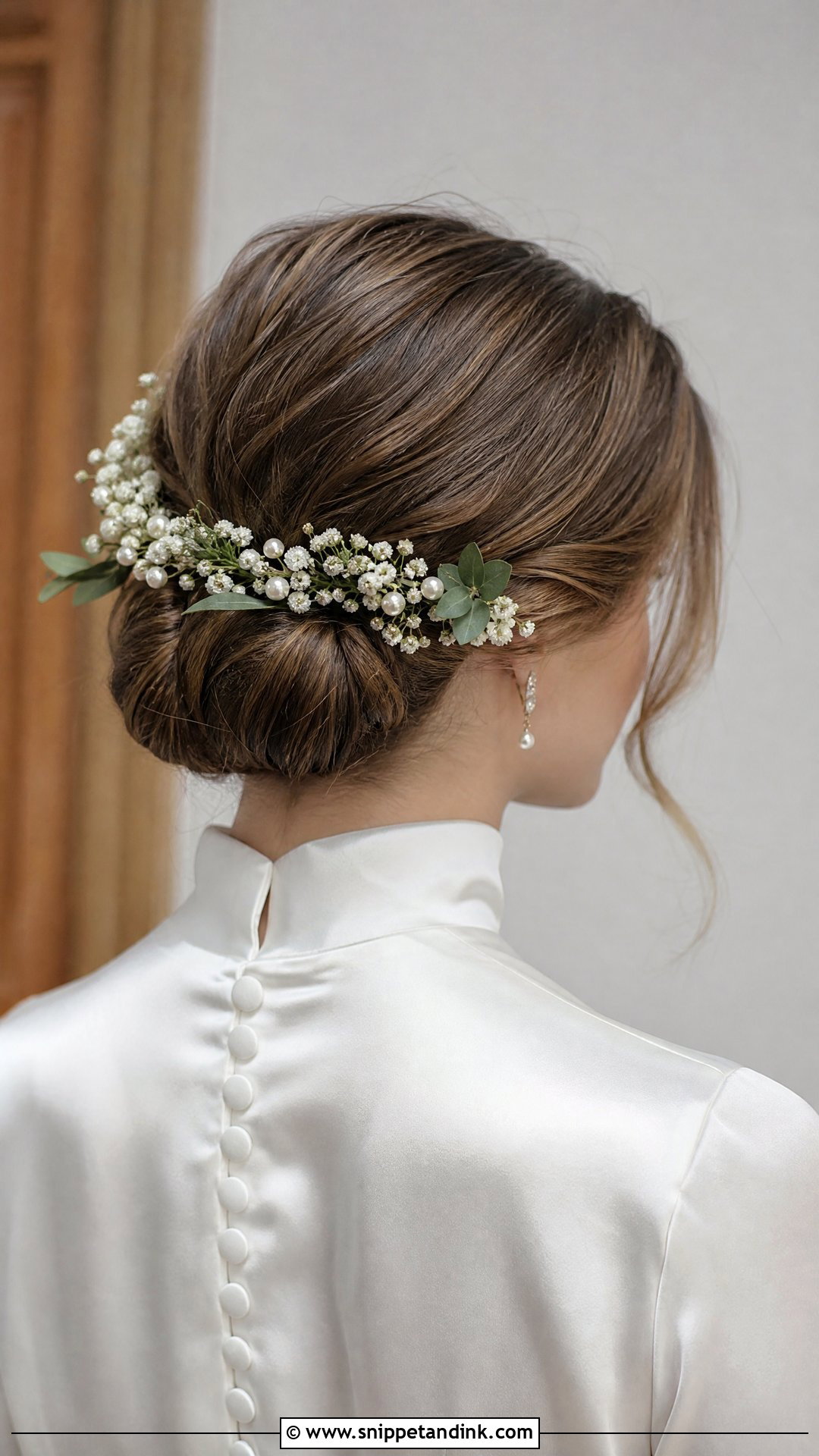 Bridal Hair Wreath With Low Bun - Snippet and Ink - 15 Bridal Hair Wreath Ideas