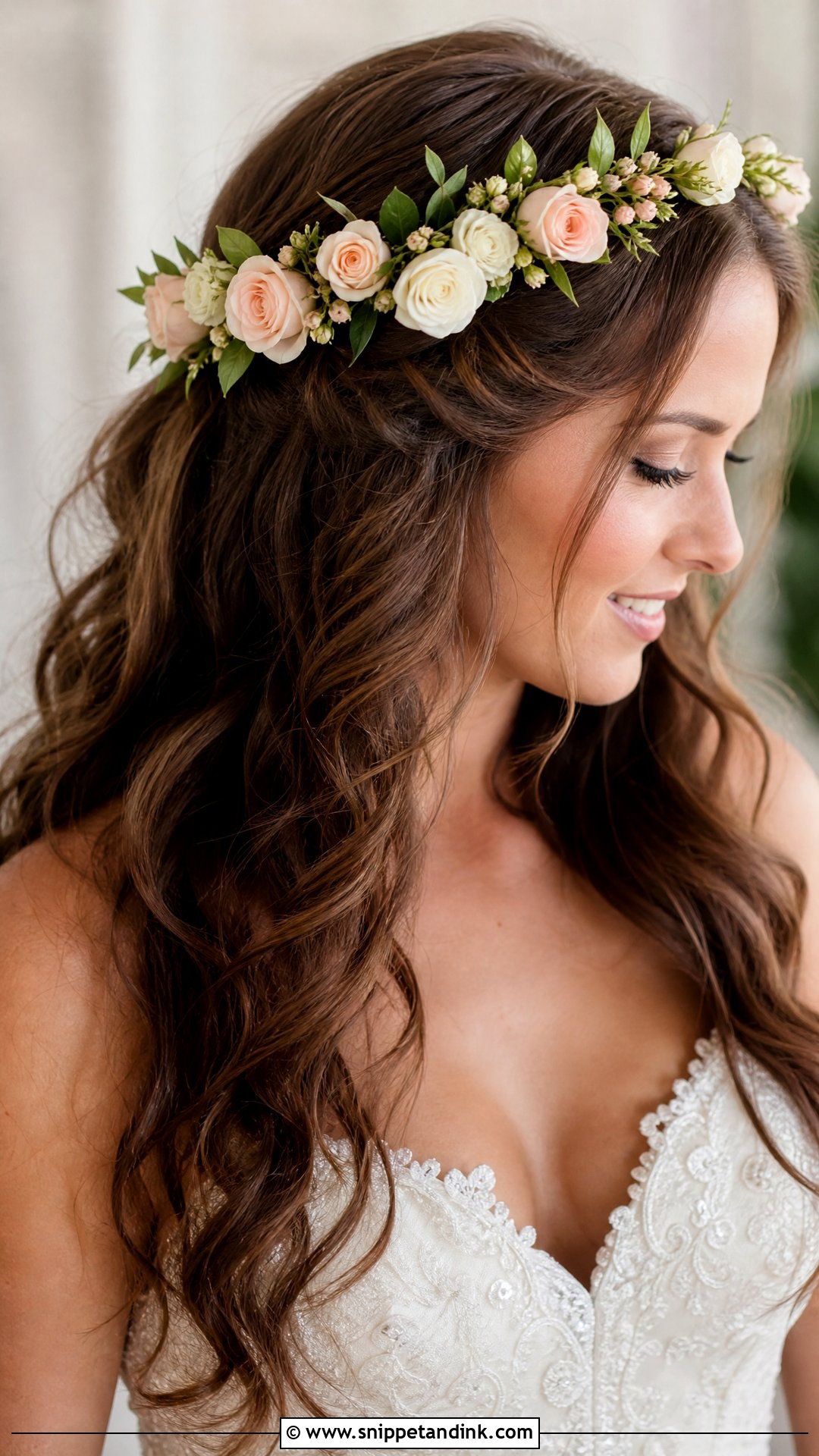 Bridal Hair Wreath With Roses - Snippet and Ink - 15 Bridal Hair Wreath Ideas