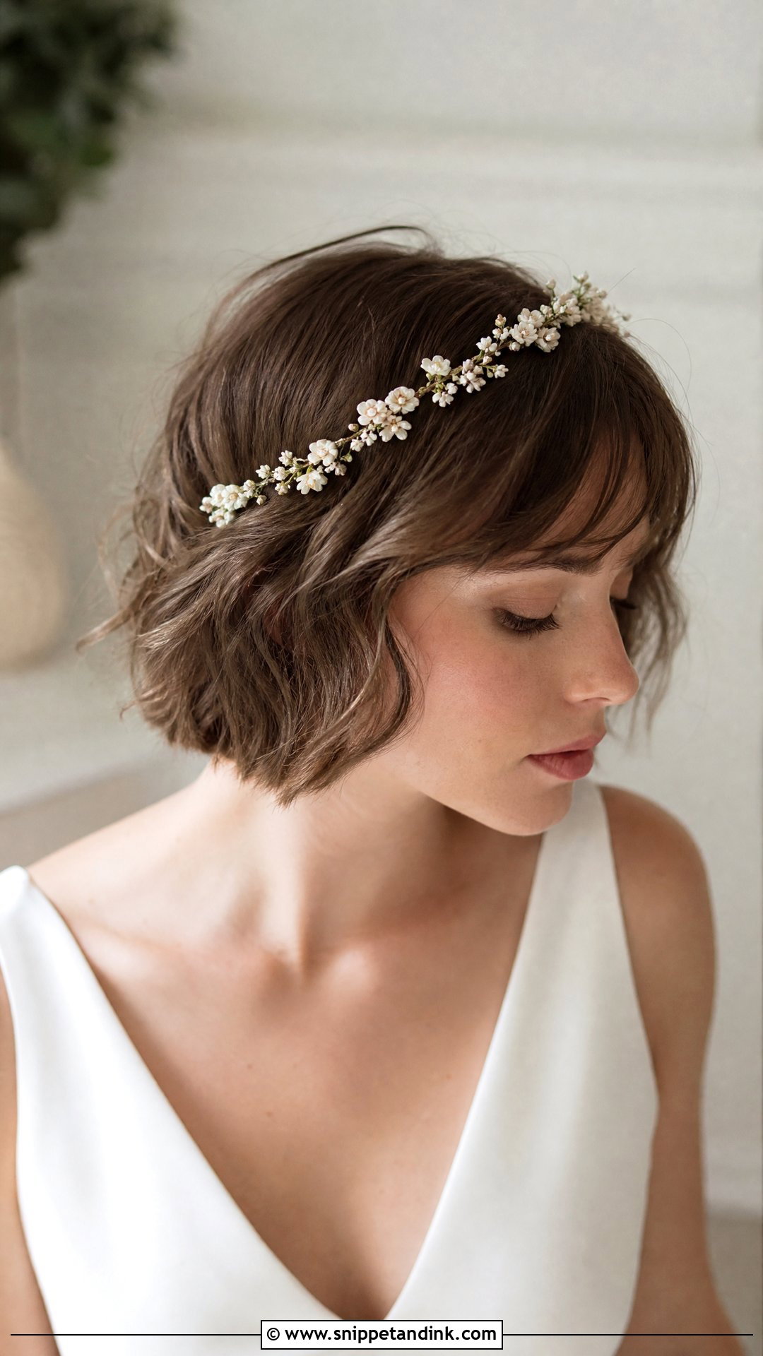 Bridal Hair Wreath With Short Hair - Snippet and Ink - 15 Bridal Hair Wreath Ideas