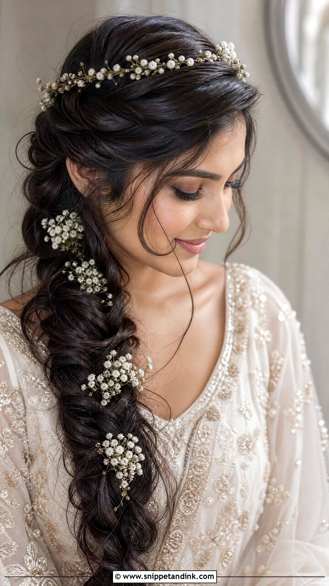 Bridal Hair Wreath With Side Braid - Snippet and Ink - 15 Bridal Hair Wreath Ideas