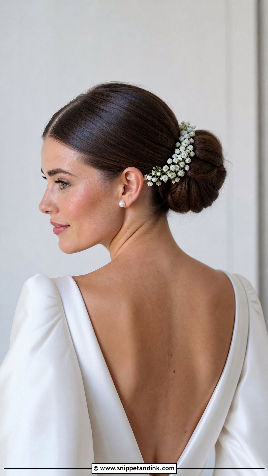 Bridal Hair Wreath With Sleek Bun - Snippet and Ink - 15 Bridal Hair Wreath Ideas