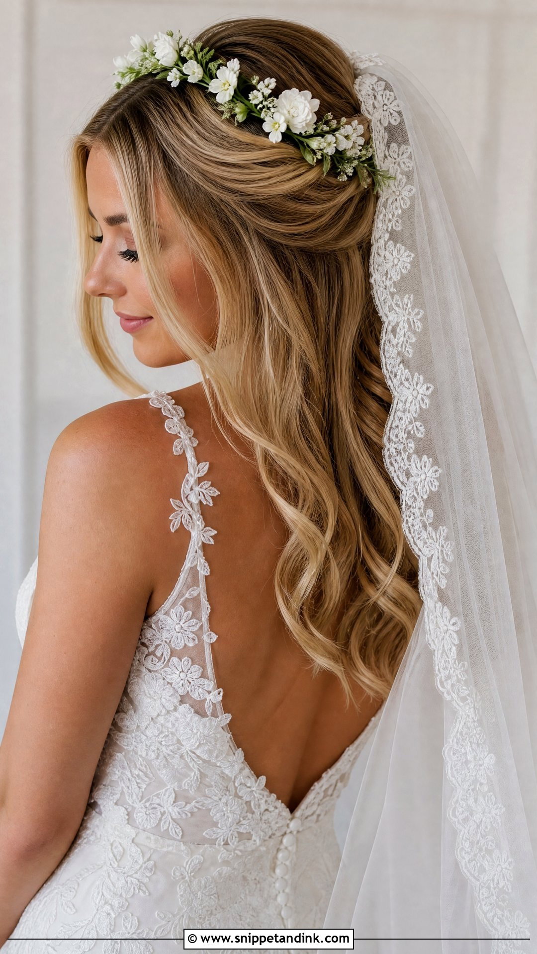 Bridal Hair Wreath With Veil - Snippet and Ink - 15 Bridal Hair Wreath Ideas