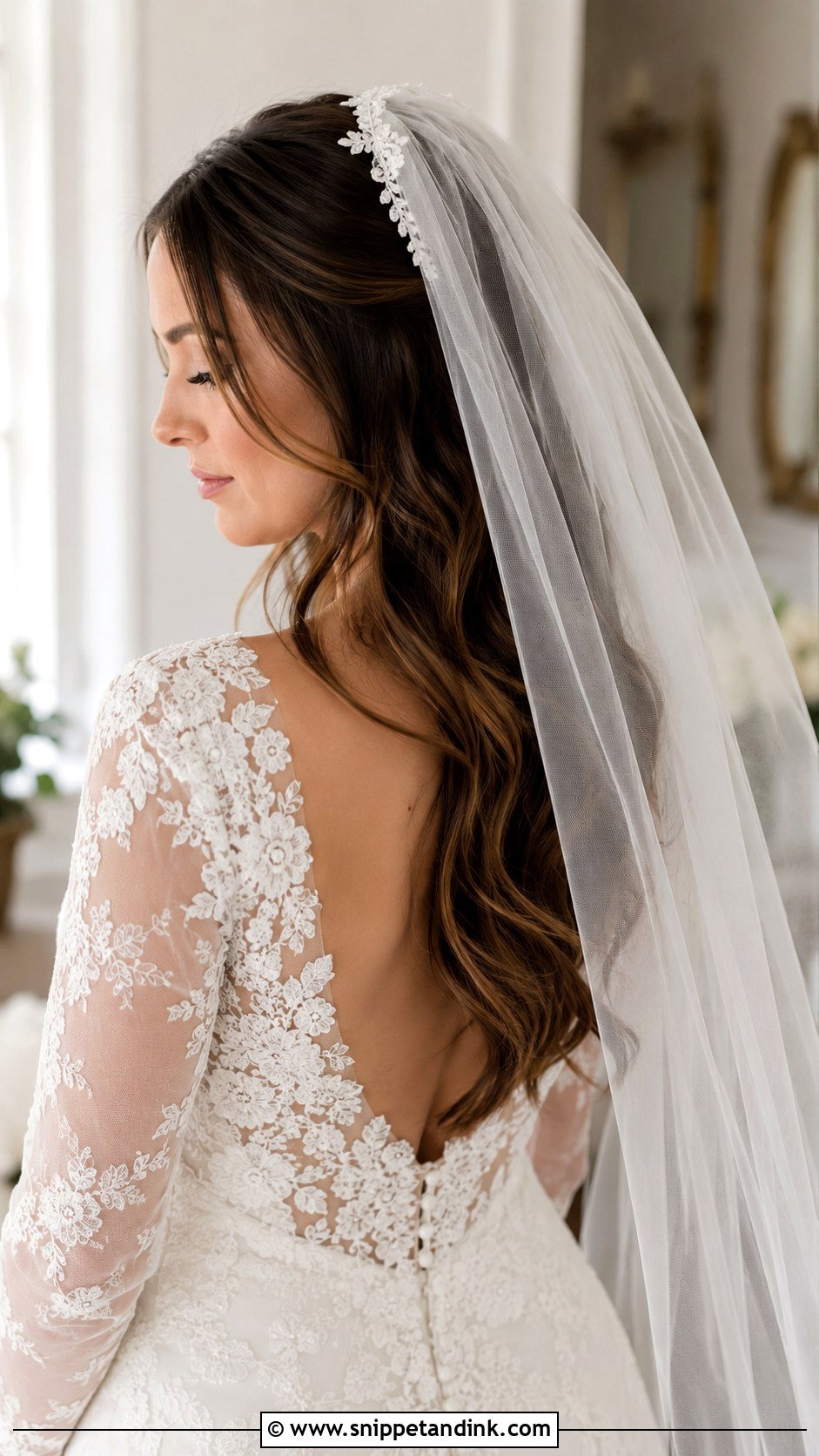 Bridal Hair with Veil for Long Hair - Snippet and Ink - 20 Wedding Hair for Long Hair Ideas