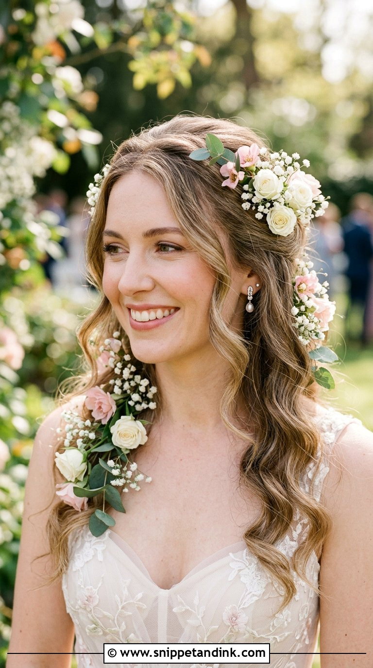Bridal Hairstyle With Flowers - Snippet and Ink - 20 Bridal Hairstyles Front View