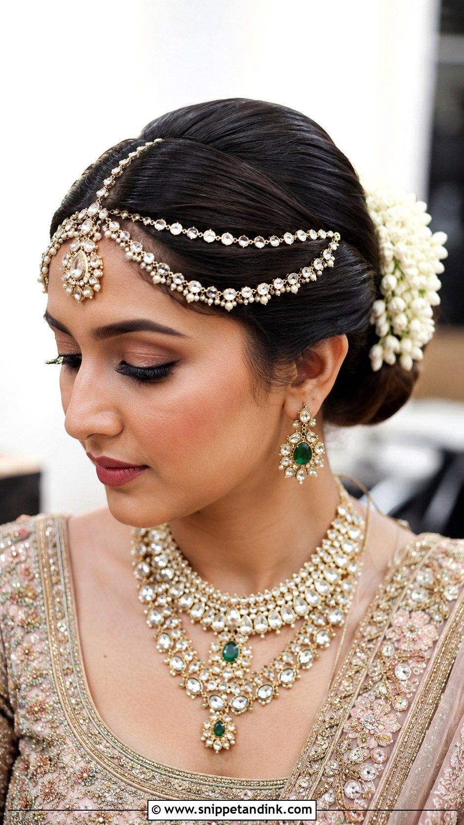 Bridal Hairstyle With Matha Patti - Snippet and Ink - 25 Muslim Bridal Hairstyles