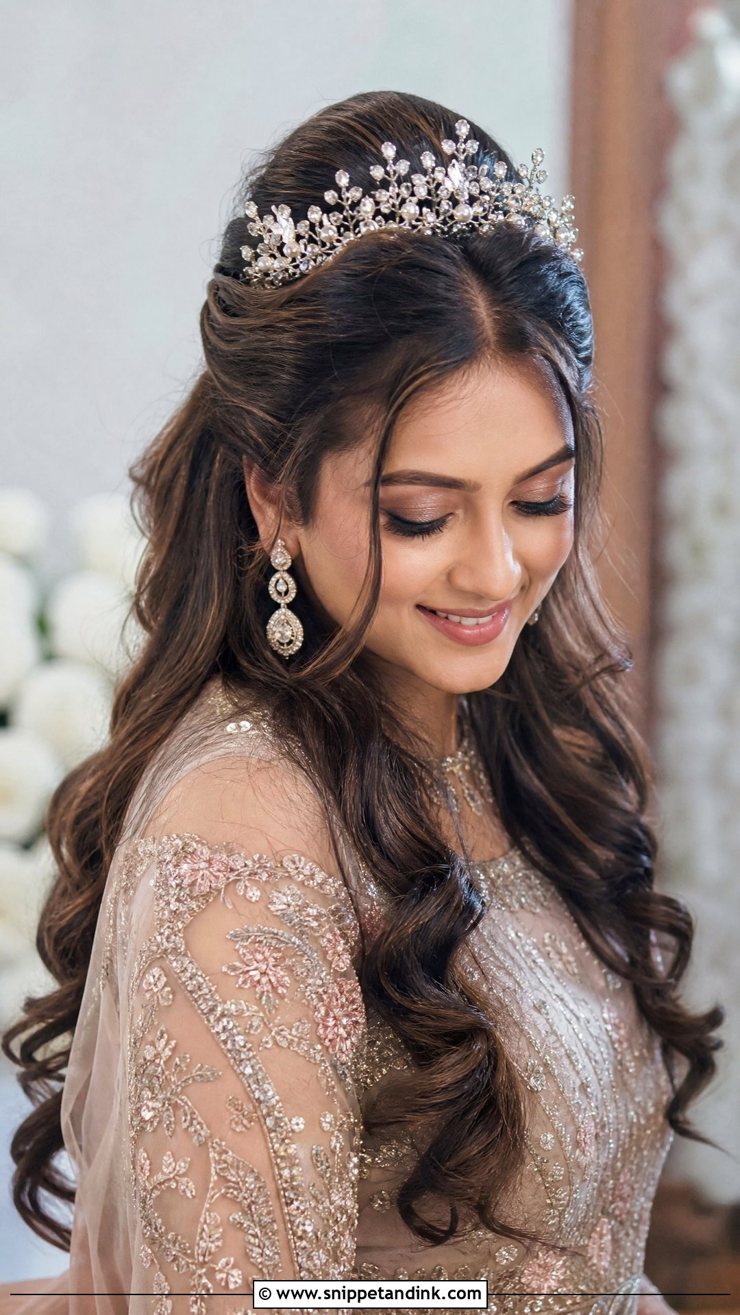 Bridal Hairstyle With Tiara - Snippet and Ink - 15 Hair Accessories Indian Wedding Ideas