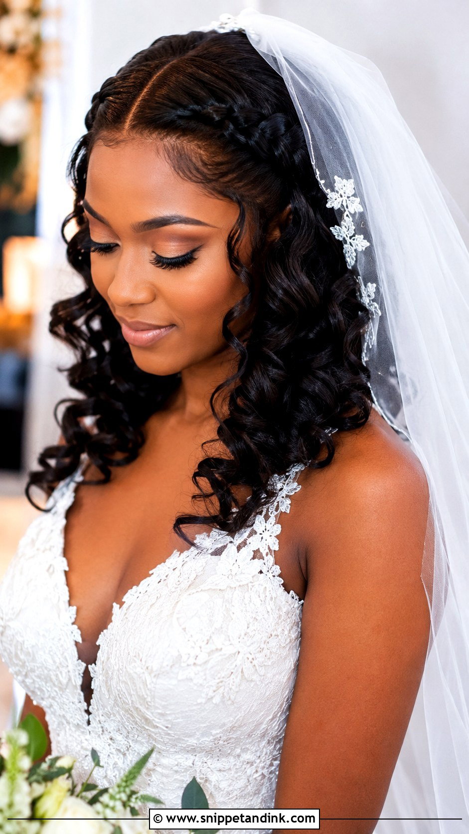 Bridal Hairstyle With Veil - Snippet and Ink - 25 Black Hair Wedding Styles