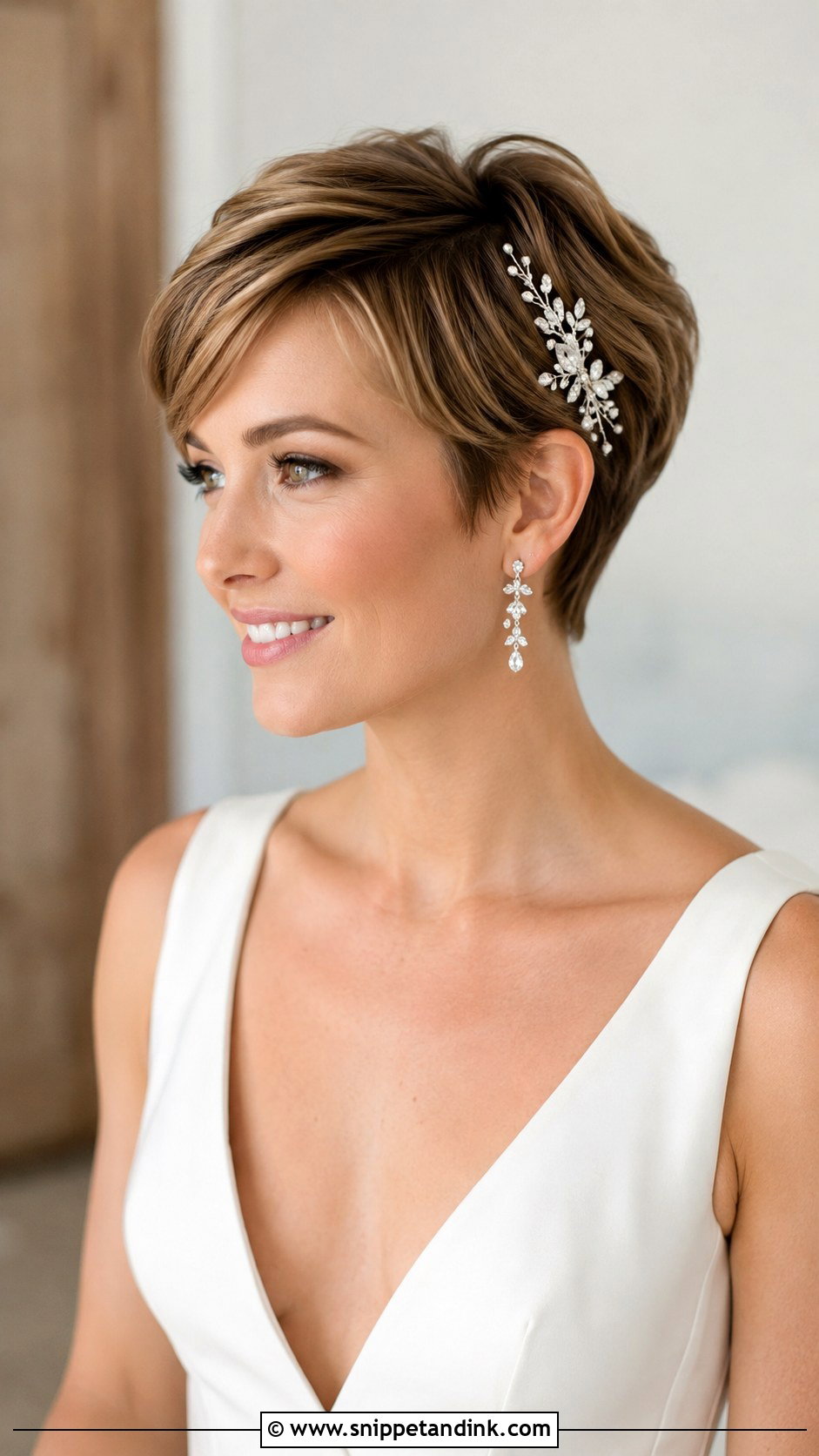 Bridal Hairstyle for Short Hair - Snippet and Ink - 25 Romantic Bridal Hair Ideas