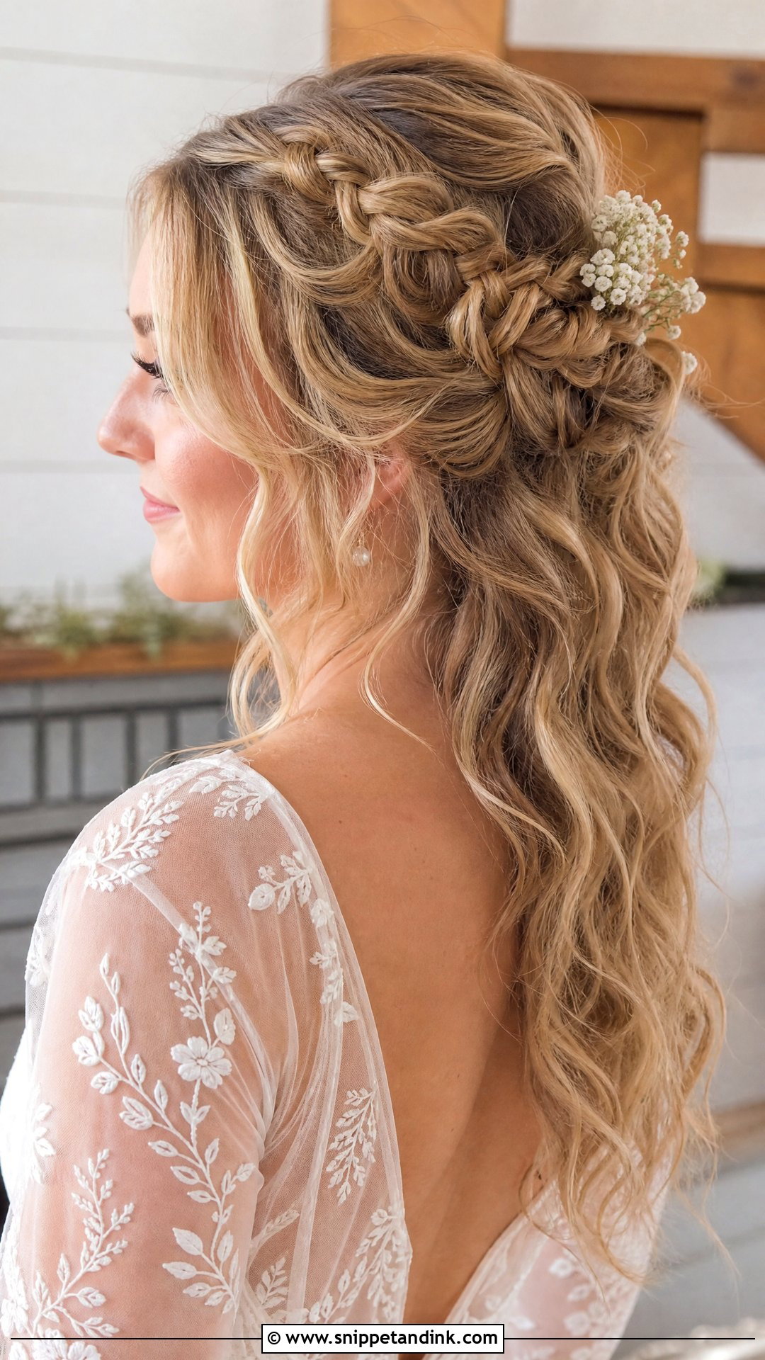 Bridal Half Up Boho Braid - Snippet and Ink - 15 Bridal Half-Up Half-Down Hair Braid Ideas