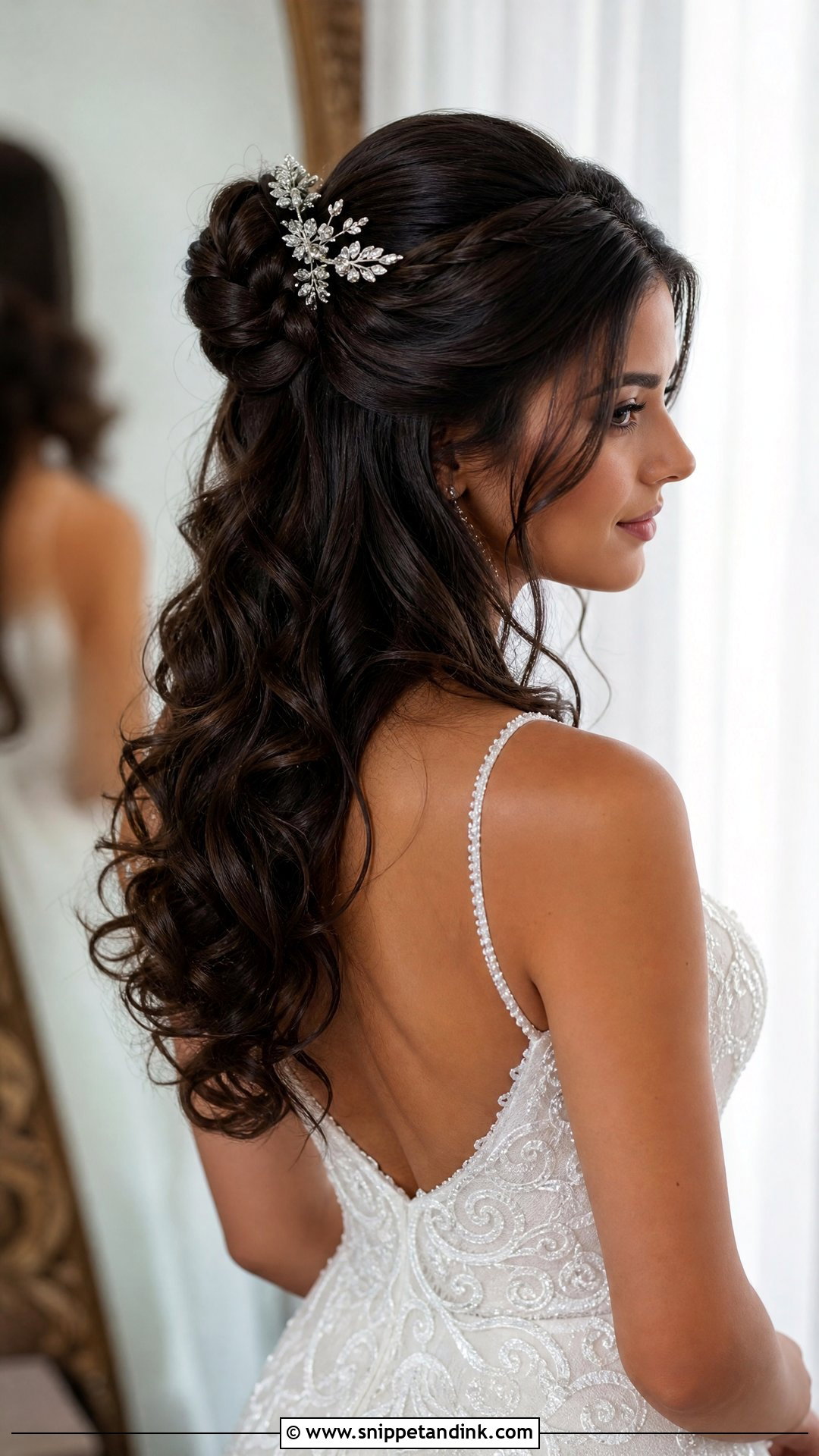 Bridal Half Up Braided Bun - Snippet and Ink - 15 Bridal Half-Up Half-Down Hair Braid Ideas