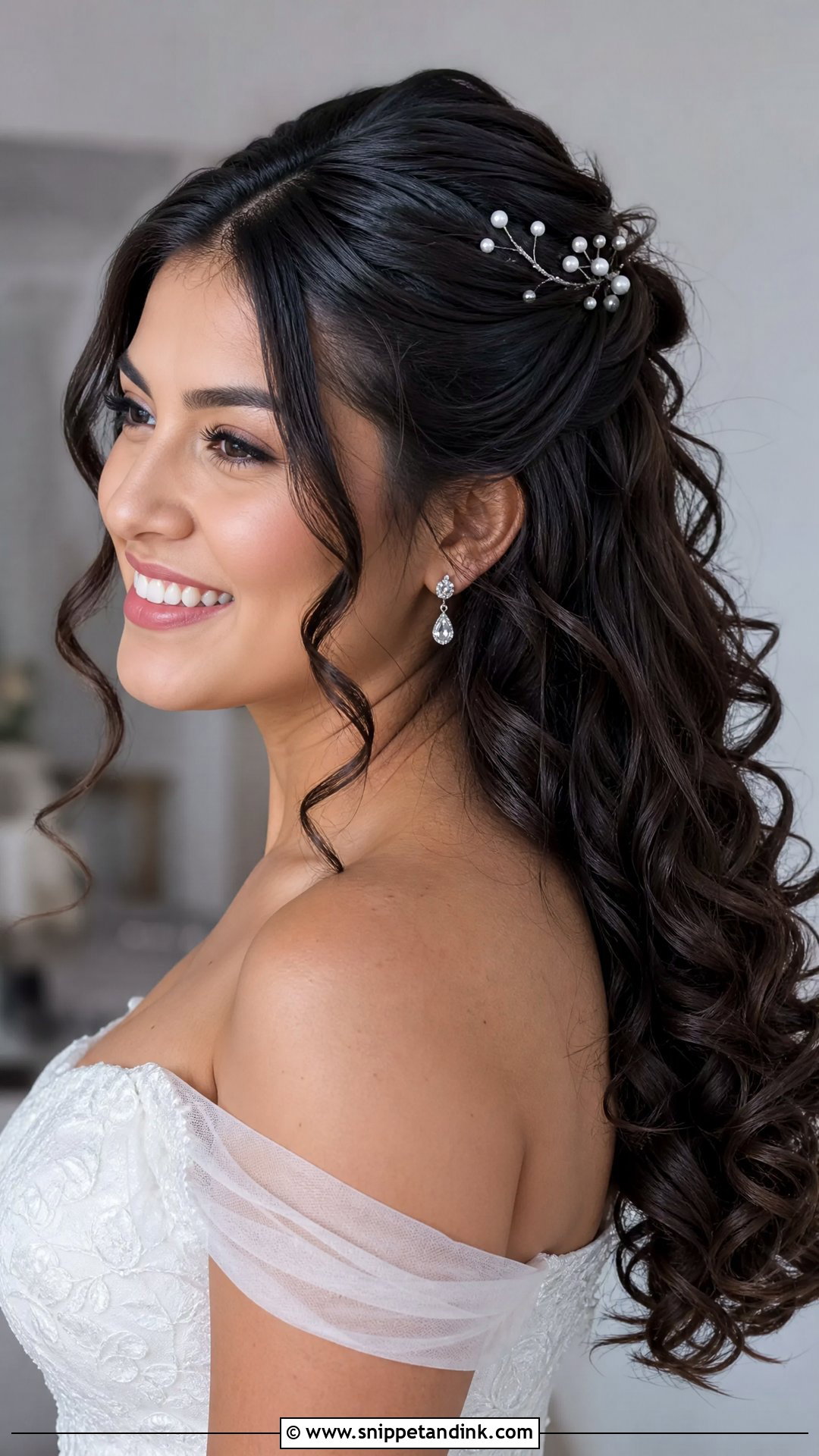 Bridal Half Up Curls - Snippet and Ink - 15 Bridal Traditional Hairstyle Ideas