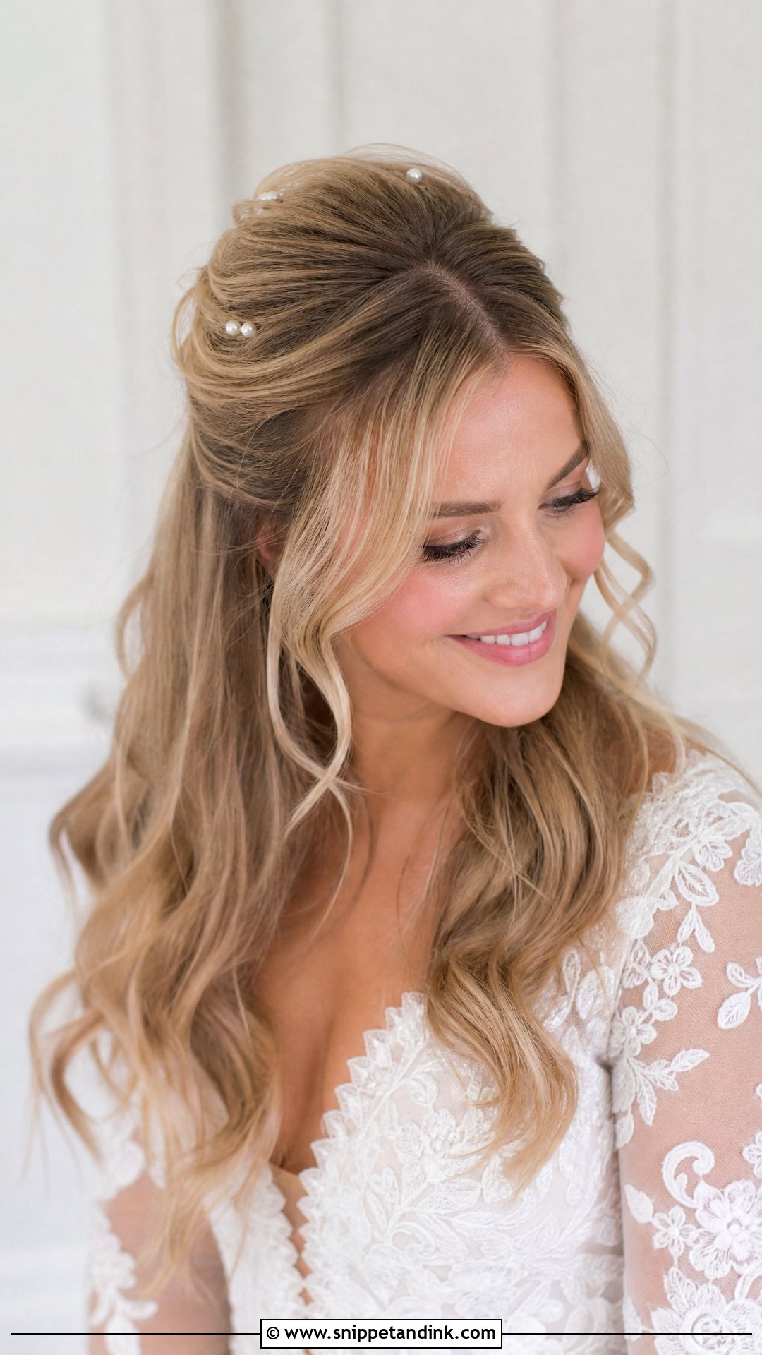 Bridal Half Up Hair With Curtain Bangs - Snippet and Ink - 15 Front Hair Styles for Bride
