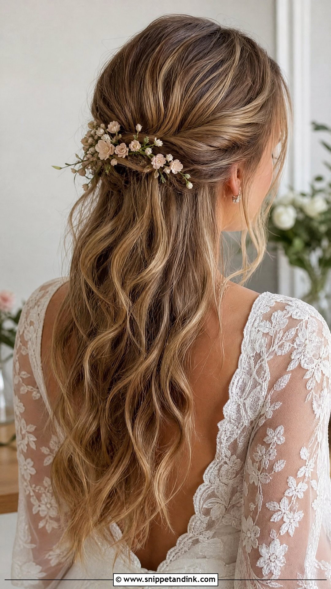 Bridal Half Up Hair With Flowers - Snippet and Ink - 15 Bridal Hairstyles Flowers