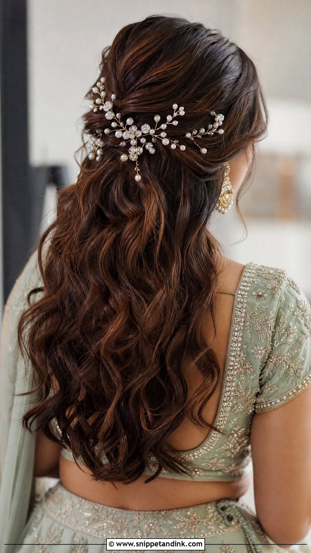 Bridal Half Up Hairstyle With Hair Vine - Snippet and Ink - 15 Hair Accessories Indian Wedding Ideas