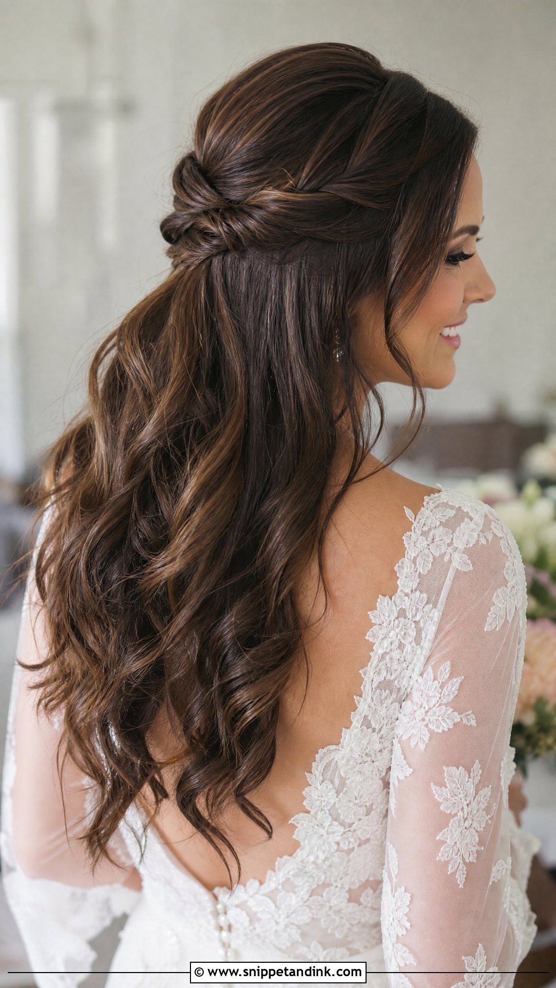 Bridal Half Up Half Down Hair - Snippet and Ink - 15 Bridal Hair Aesthetic Ideas