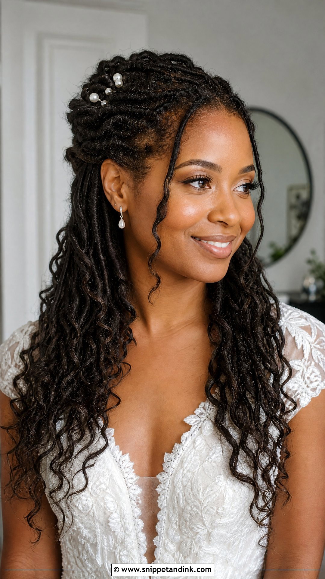 Bridal Half Up Locs - Snippet and Ink - 15 Bridal Dreadlocks Hairstyles Black Women