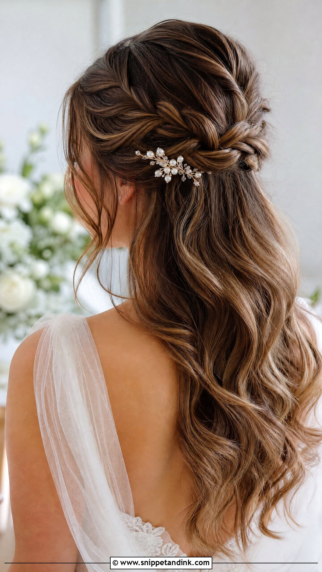 Bridal Half Up Plait - Snippet and Ink - 15 Bridal Hair Plait Ideas