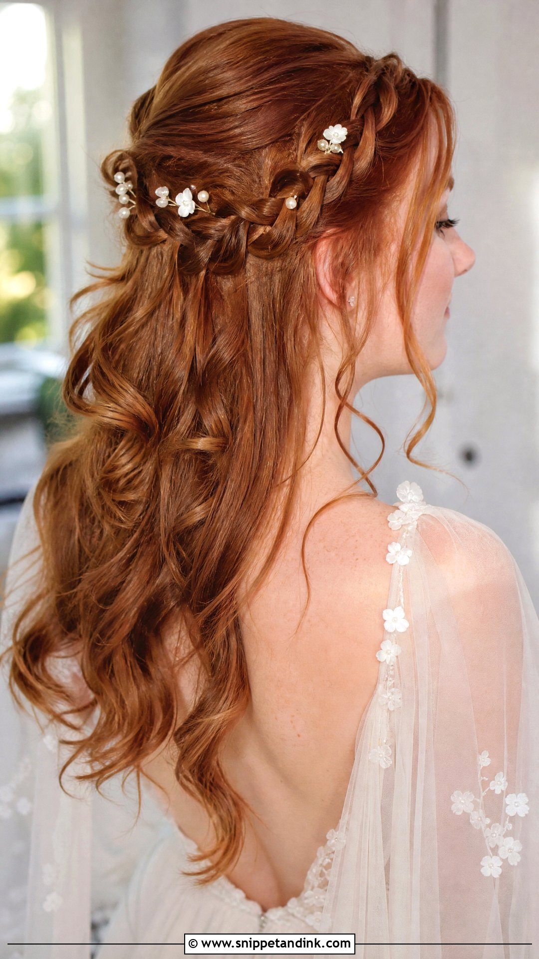 Bridal Half Up Waterfall Braid - Snippet and Ink - 15 Bridal Half-Up Half-Down Hair Braid Ideas