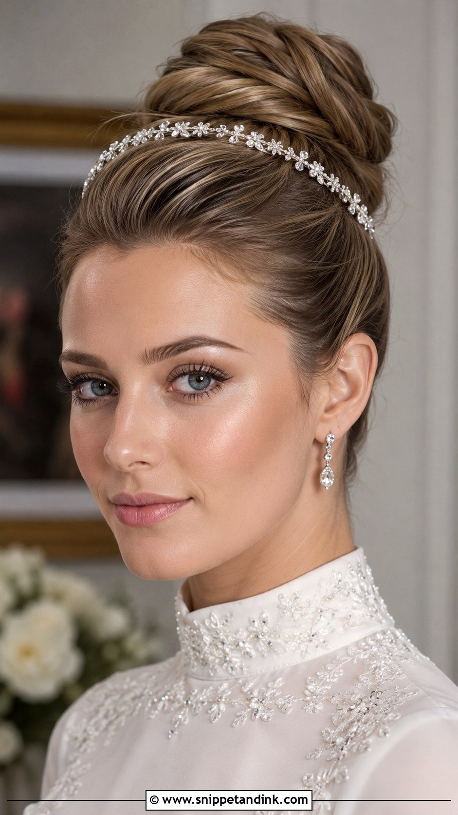 Bridal Headband High Bun - Snippet and Ink - 20 Bridal Headband Hairstyles