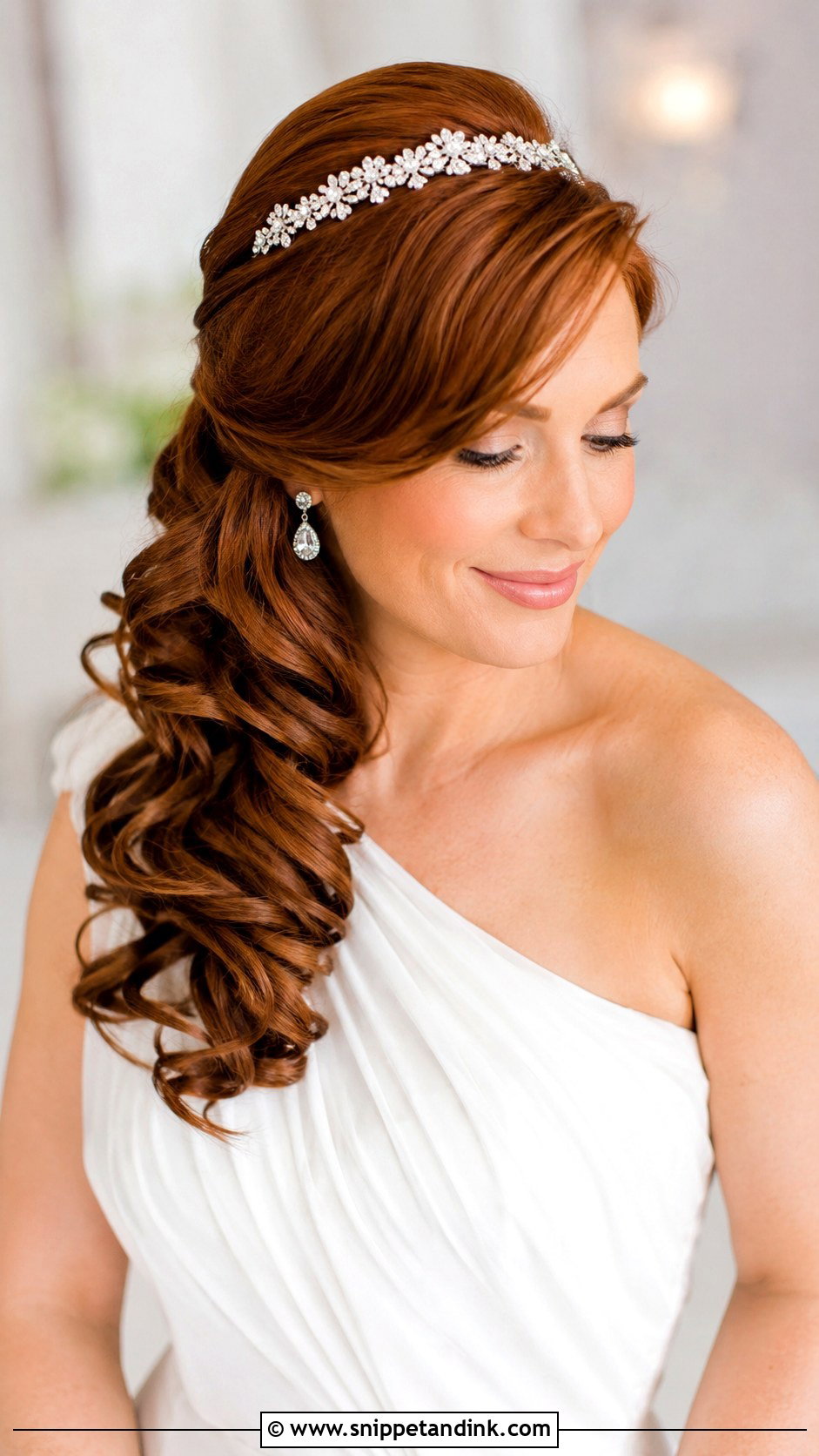 Bridal Headband Side Swept Hair - Snippet and Ink - 20 Bridal Headband Hairstyles
