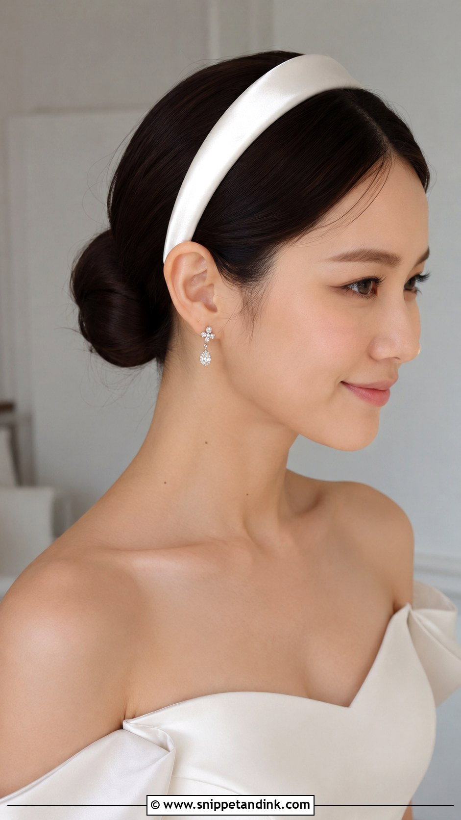 Bridal Headband Sleek Bun - Snippet and Ink - 20 Bridal Headband Hairstyles