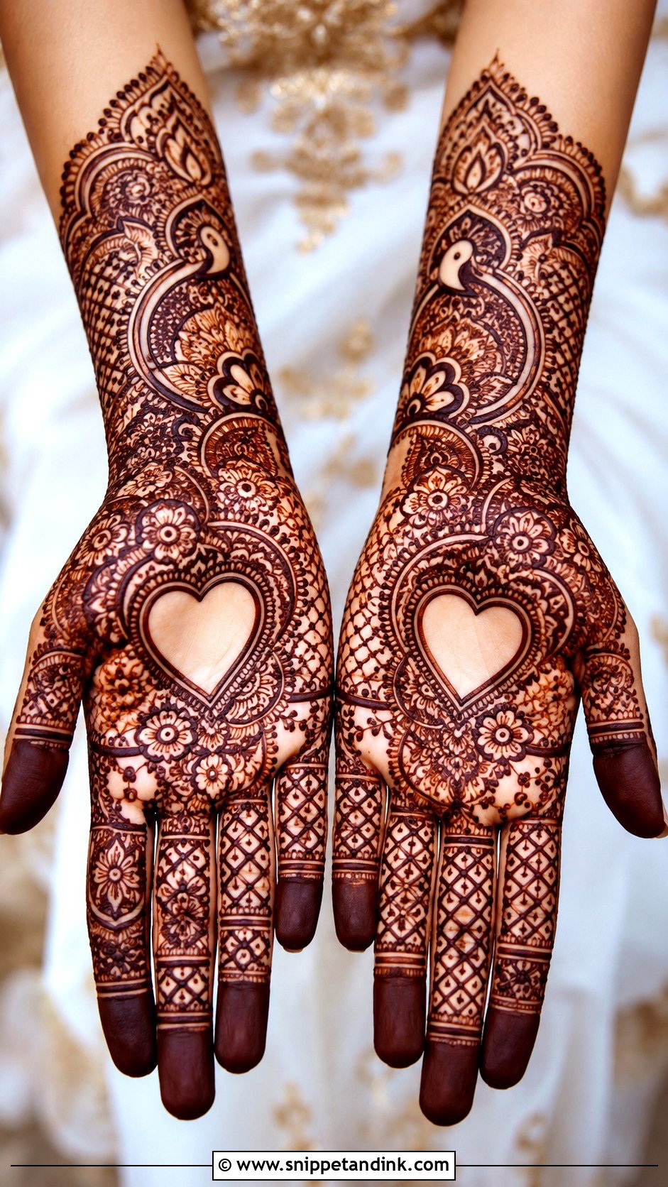 Bridal Heart Mehndi Design - Snippet and Ink - 30 Heart Mehndi Designs