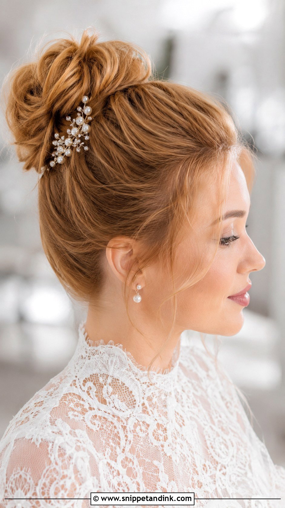 Bridal High Bun - Snippet and Ink - 20 Hairdo for Bride Ideas