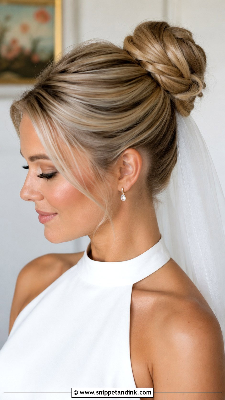 Bridal High Bun - Snippet and Ink - 20 Bridal Hair 2024 Ideas