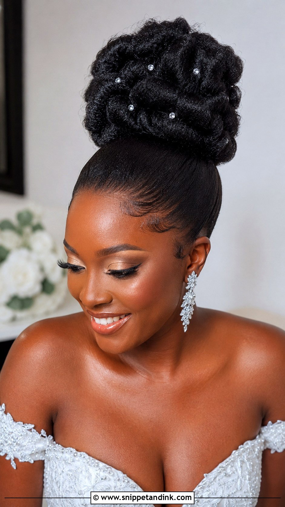 Bridal High Bun Black Hair - Snippet and Ink - 20 Bridal Hair Black Hair Ideas
