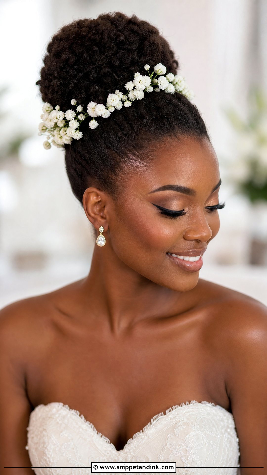 Bridal High Bun With Flowers - Snippet and Ink - 15 Bridal Updo with Flowers Ideas