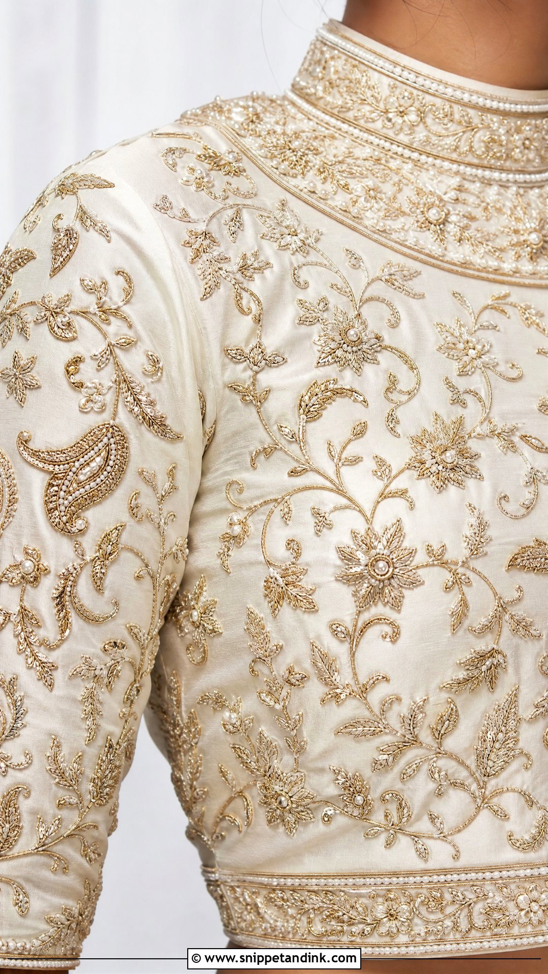 Bridal High Neck Aari Work Blouse - Snippet and Ink - 25 Bridal Aari Work Ideas