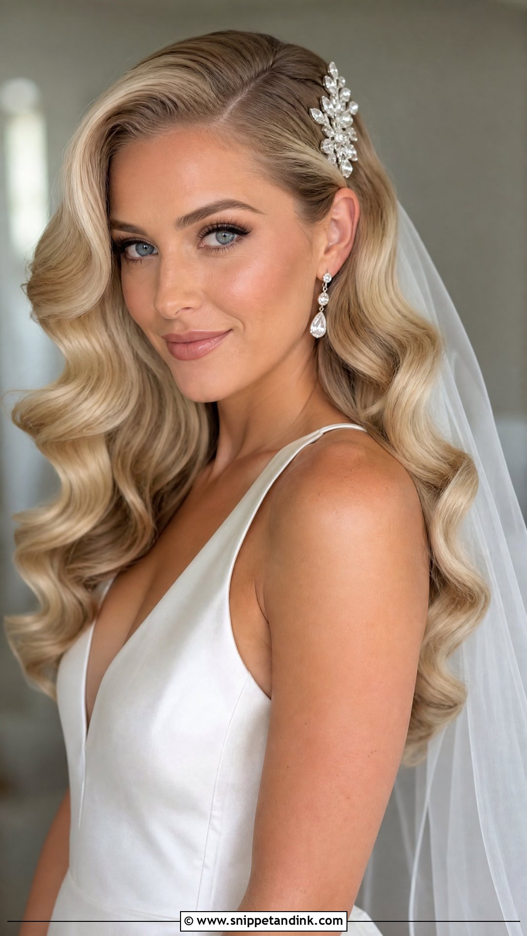 Bridal Hollywood Waves With Side Comb - Snippet and Ink - 15 Bridal Hair Accessory Ideas
