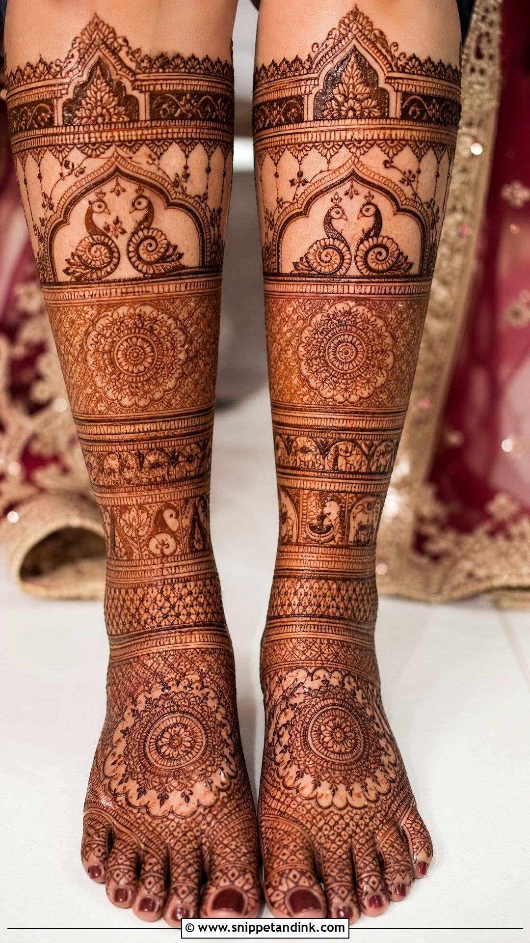 Bridal Knee Length Mehndi Design - Snippet and Ink - 30 Bridal Legs Mehndi Design Ideas