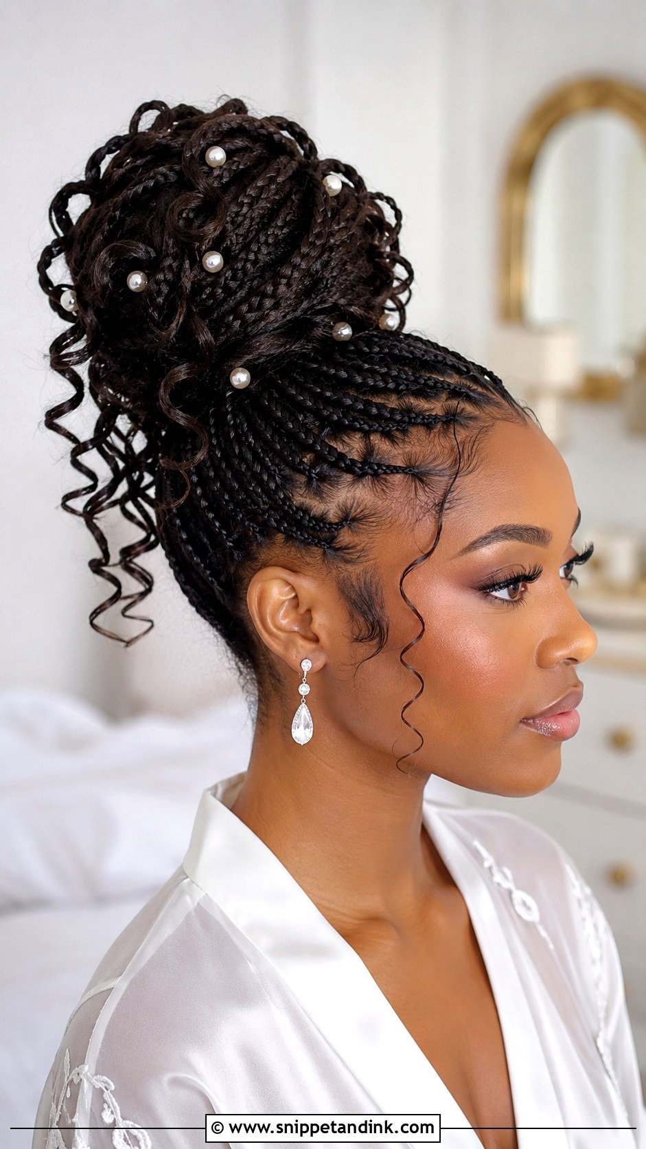 Bridal Knotless Braids Updo - Snippet and Ink - 20 Bridal Hair Black Hair Ideas