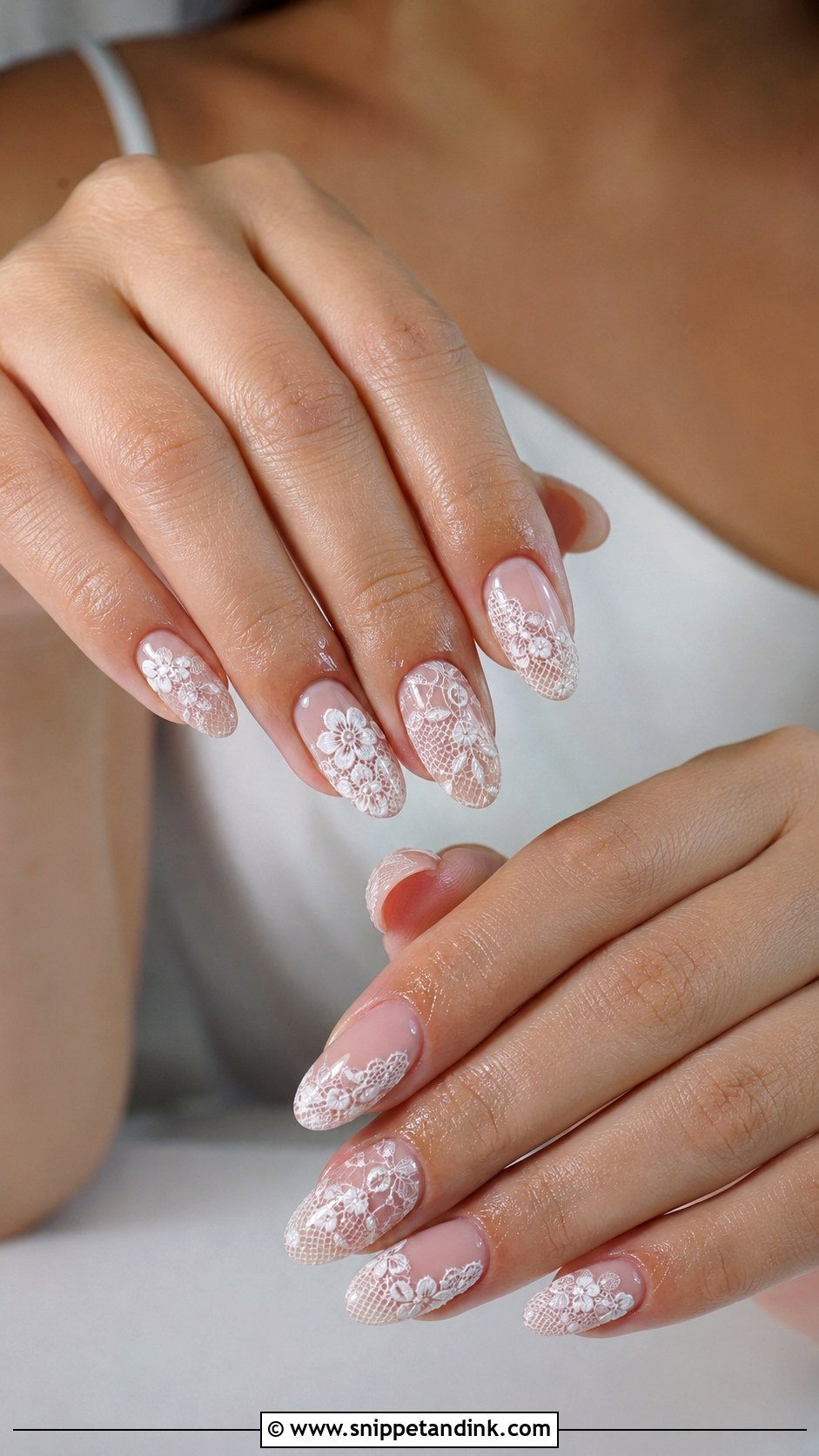 Bridal Lace Nails - Snippet and Ink - 20 Bridal Nail Set Ideas