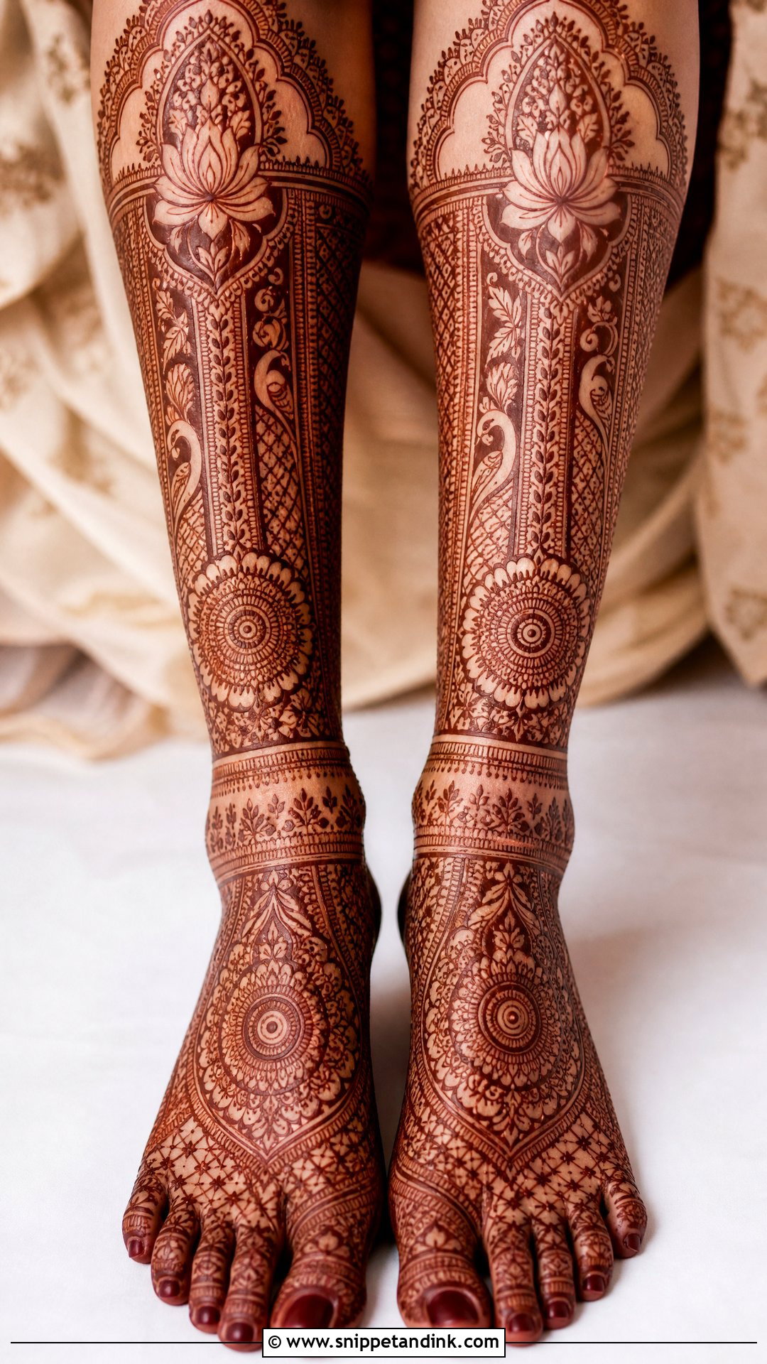 Bridal Leg Mehndi Design - Snippet and Ink - 30 Bride Mehndi Designs