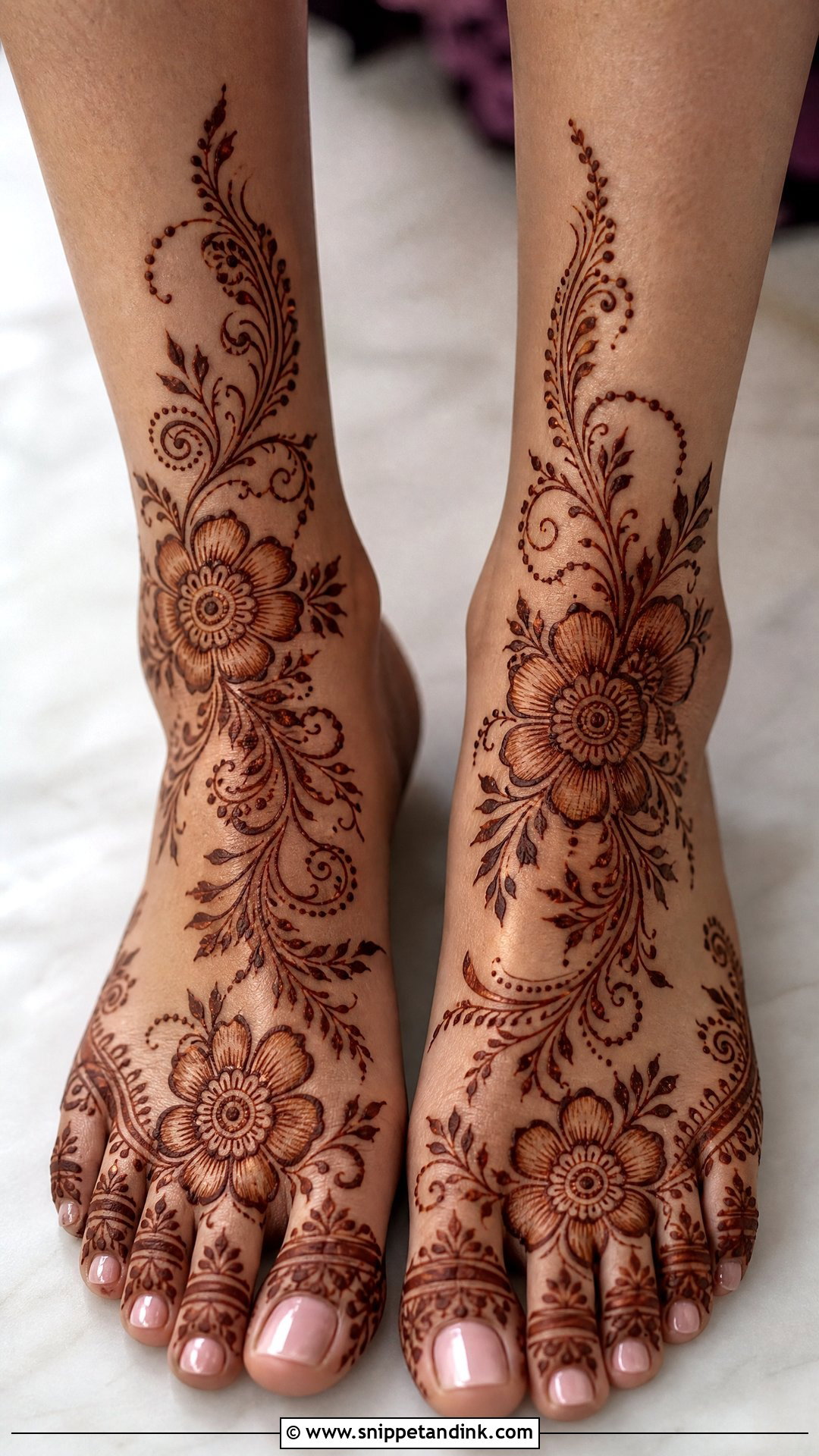 Bridal Leg Mehndi With Flowers - Snippet and Ink - 20 Simple Indian Bridal Mehndi Leg Mehendi Design Ideas