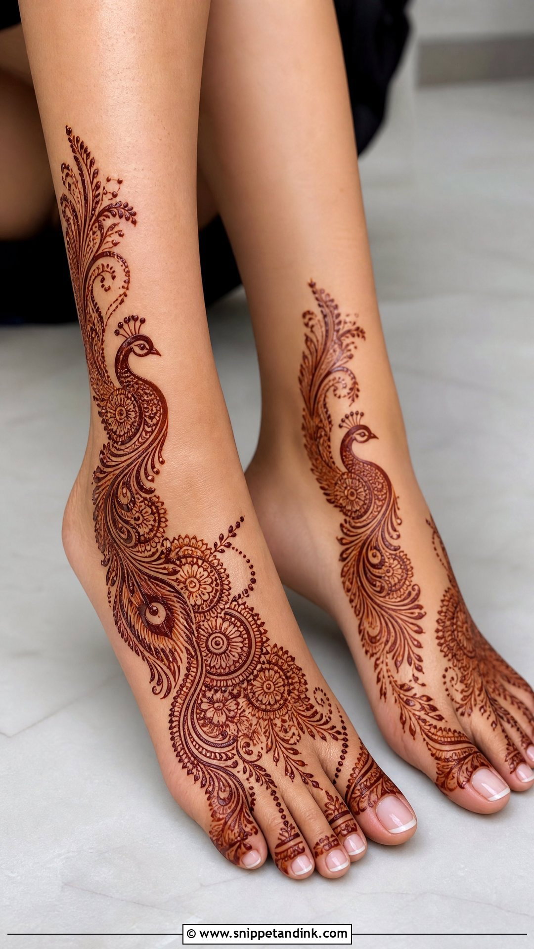 Bridal Leg Mehndi With Peacock - Snippet and Ink - 20 Simple Indian Bridal Mehndi Leg Mehendi Design Ideas