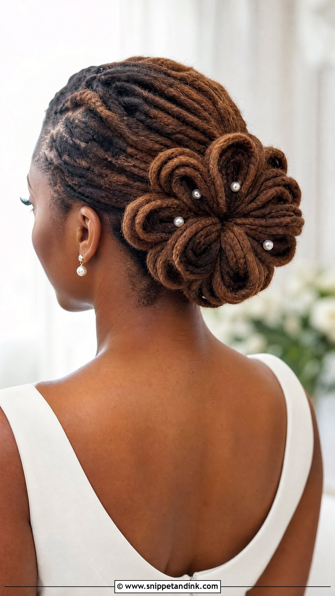 Bridal Loc Petal Bun - Snippet and Ink - 15 Bridal Dreadlocks Hairstyles Black Women