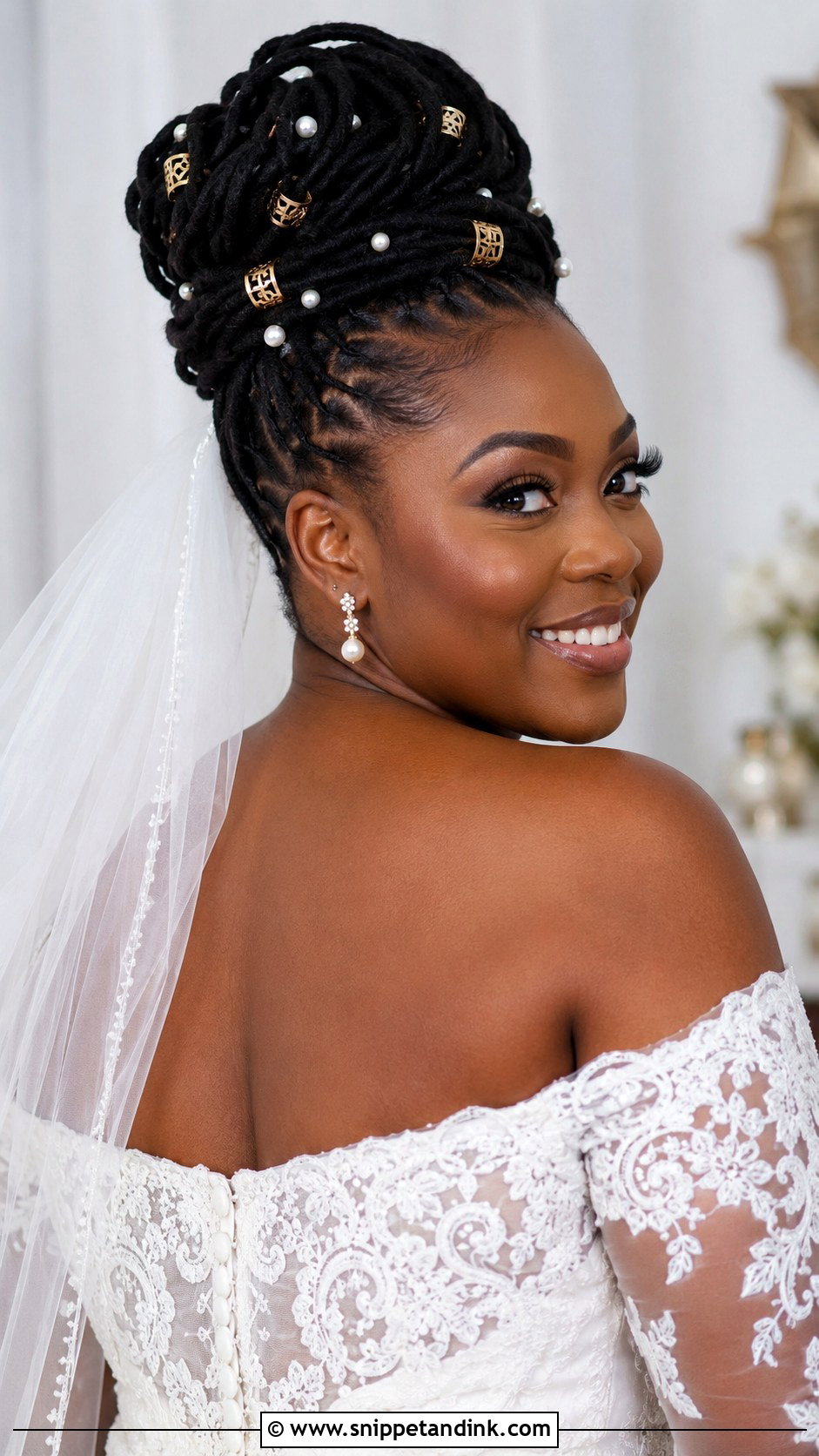 Bridal Loc Updo - Snippet and Ink - 20 Bridal Hair Black Hair Ideas