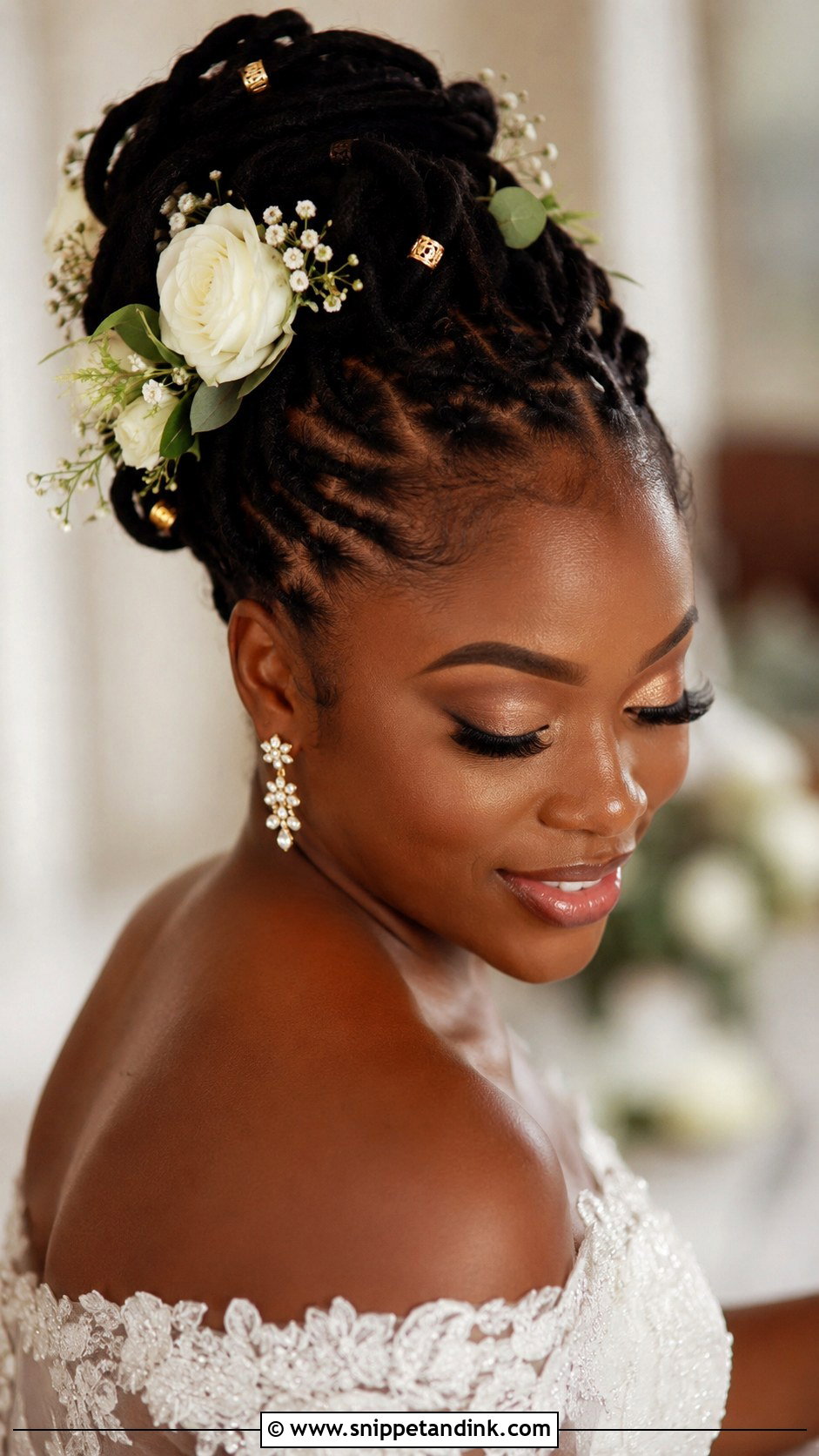Bridal Locs Updo - Snippet and Ink - 30 Wedding Hair Black Women Ideas