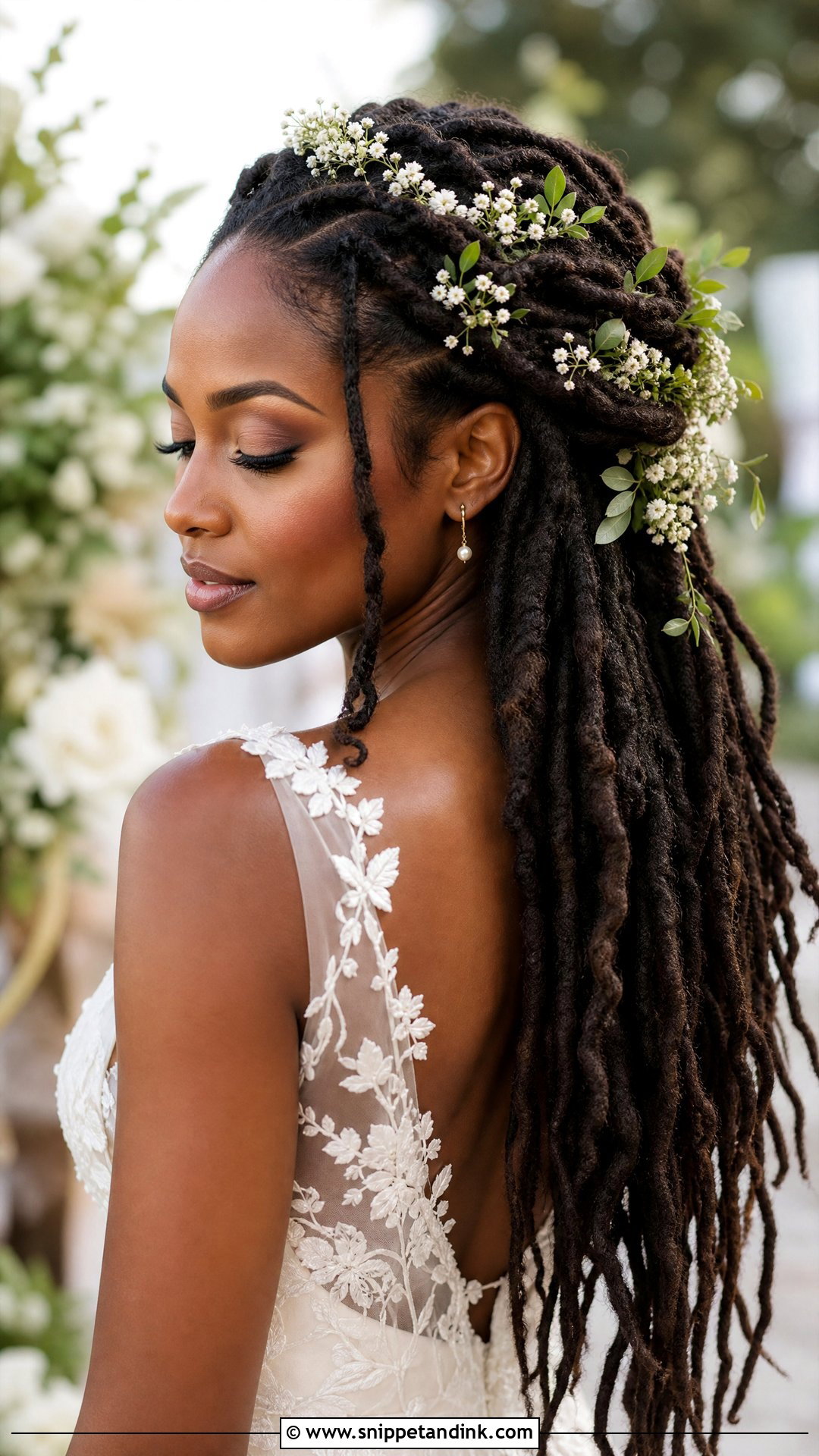 Bridal Locs With Flowers - Snippet and Ink - 15 Bridal Dreadlocks Hairstyles Black Women