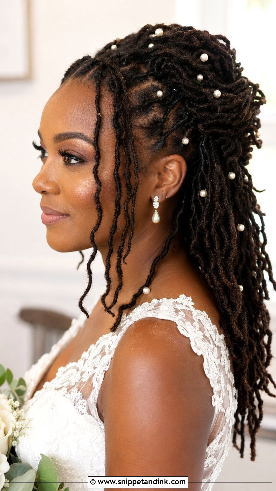 Bridal Locs With Pearls - Snippet and Ink - 15 Wedding Hairstyles Black Women Locs