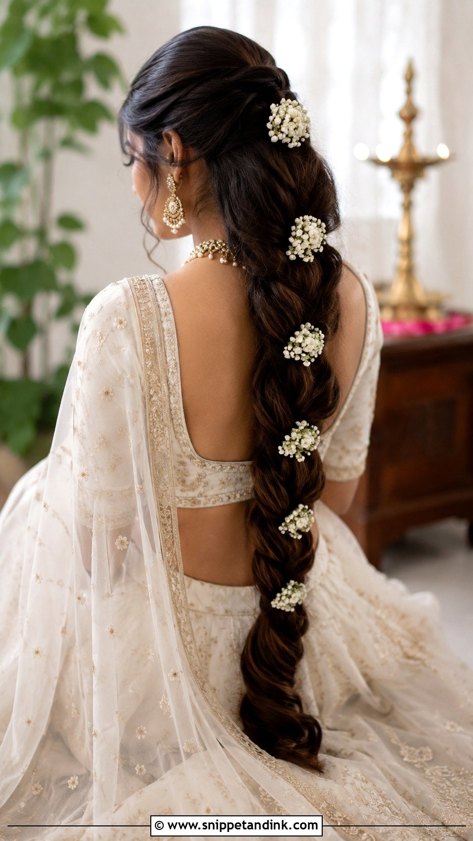 Bridal Long Braid With Flowers - Snippet and Ink - 20 Bridal Hairstyle with Flowers