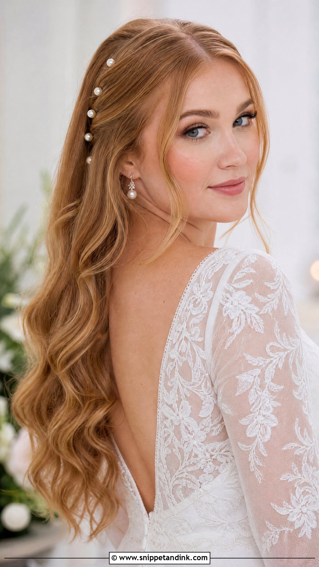 Bridal Long Hair With Pearl Pins - Snippet and Ink - 15 Bridal Hairstyles for Long Hair All Down