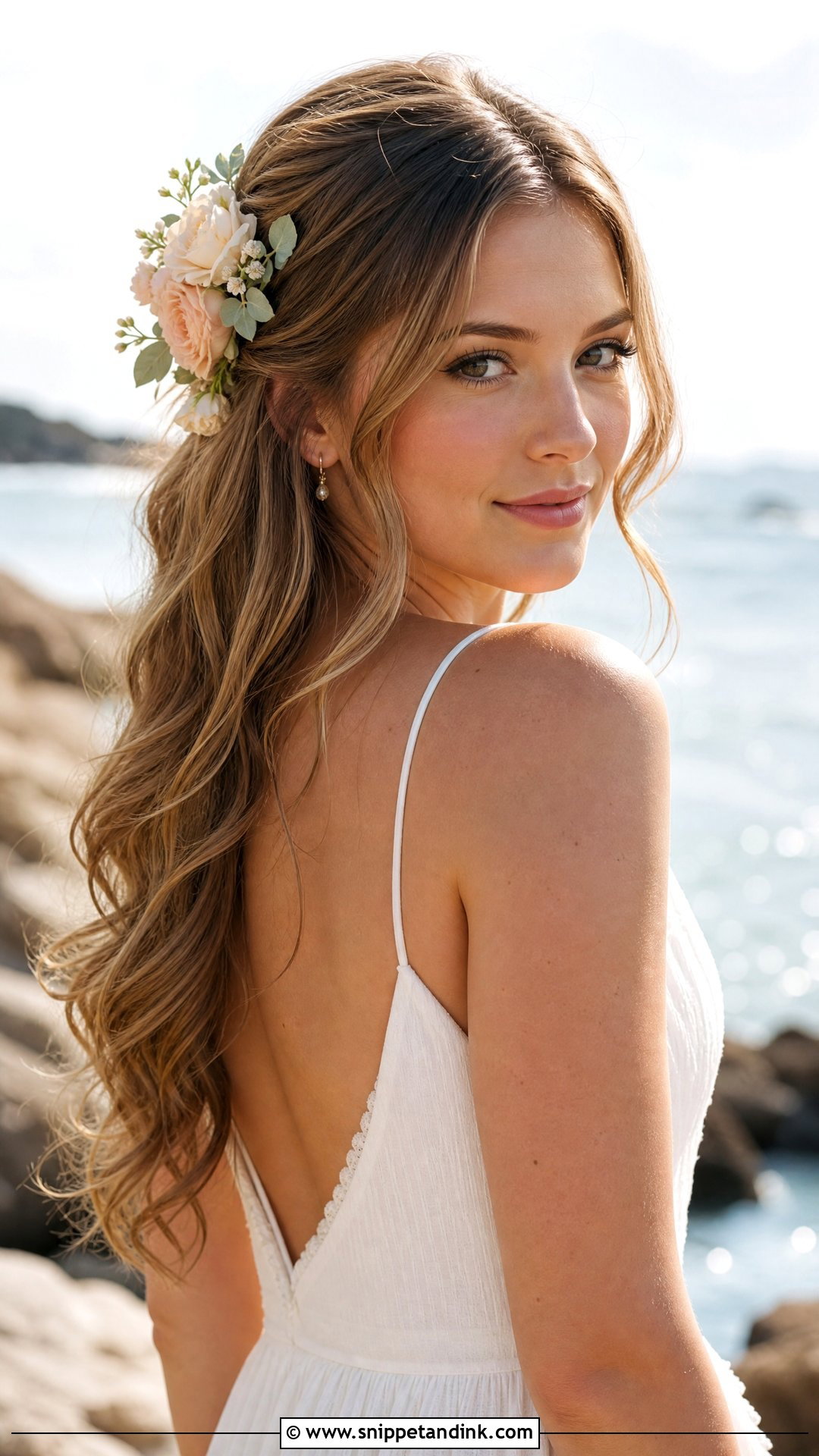 Bridal Loose Waves With Flowers - Snippet and Ink - 15 Bridal Real Flower Hairstyle Ideas