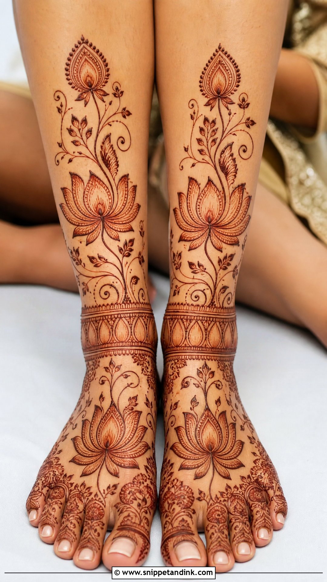 Bridal Lotus Leg Mehndi Design - Snippet and Ink - 30 Bridal Legs Mehndi Design Ideas